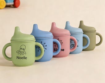 Vaso de silicona personalizado para bebés/vaso de entrenamiento con grabado personalizado