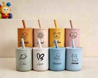 Personalized Silicone Sippy Cup | Engraved Baby Training Tumbler