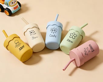 Vaso de silicona personalizado para bebés / Vaso de entrenamiento grabado