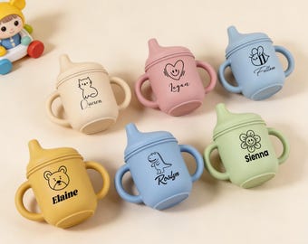 Vaso de silicona personalizado para bebés/vaso de entrenamiento grabado
