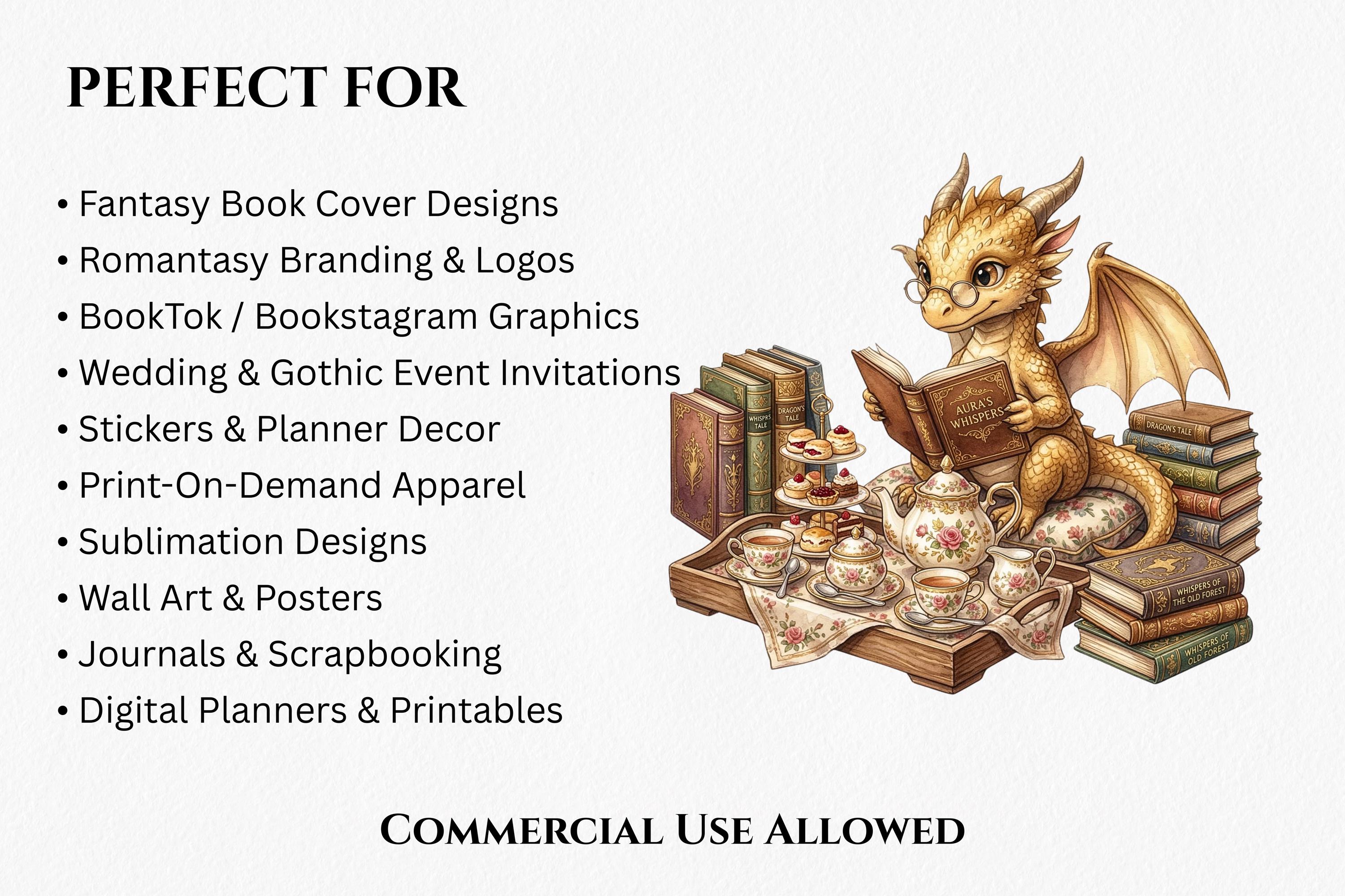 Cozy Dragon Tea Clipart Bundle, Cute Dragon Drinking Tea PNG, Fantasy ...