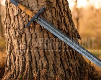 Espada vikinga de acero de Damasco con vaina, regalo único para coleccionistas, espada medieval, regalo de Navidad, regalo de espada personalizado para hombres, espada Ragnar