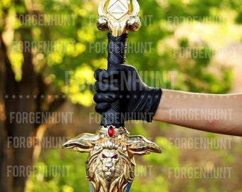 57" Frostmourne Sword lich King Prop, Warcraft cosplay prop, Game sword, Royal guard sword with sheath, LARP Lion Sword, WOW Stormwind Sword
