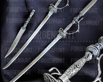 Rakuyo sword of Lady Maria, Dual blade sword, Bloodborne dual blade, Game sword gift, Elden ring cosplay prop, Life size metal prop men gift