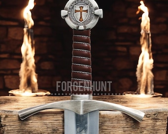 The Accolade sword of knights templar with scabbard, collectible blade, crusader sword of templar, Medieval sword, Faithkeeper knights sword