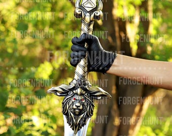 57" Frostmourne Sword lich King Prop, Warcraft cosplay prop, Game sword, Royal guard sword with sheath, LARP Lion Sword, WOW Stormwind Sword