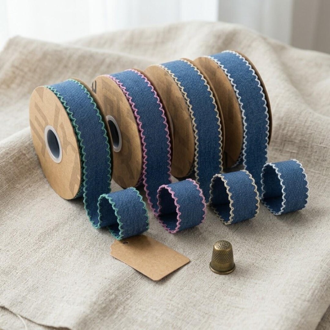 Denim Floral Jacquard Ribbon: 1 Inch Wide Embroidered Trim by the Yard ...