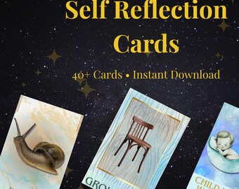 Printable Self Reflection Cards | Oracle Deck Digital Download | Shadow Work & Healing Prompts | 40+ Cards