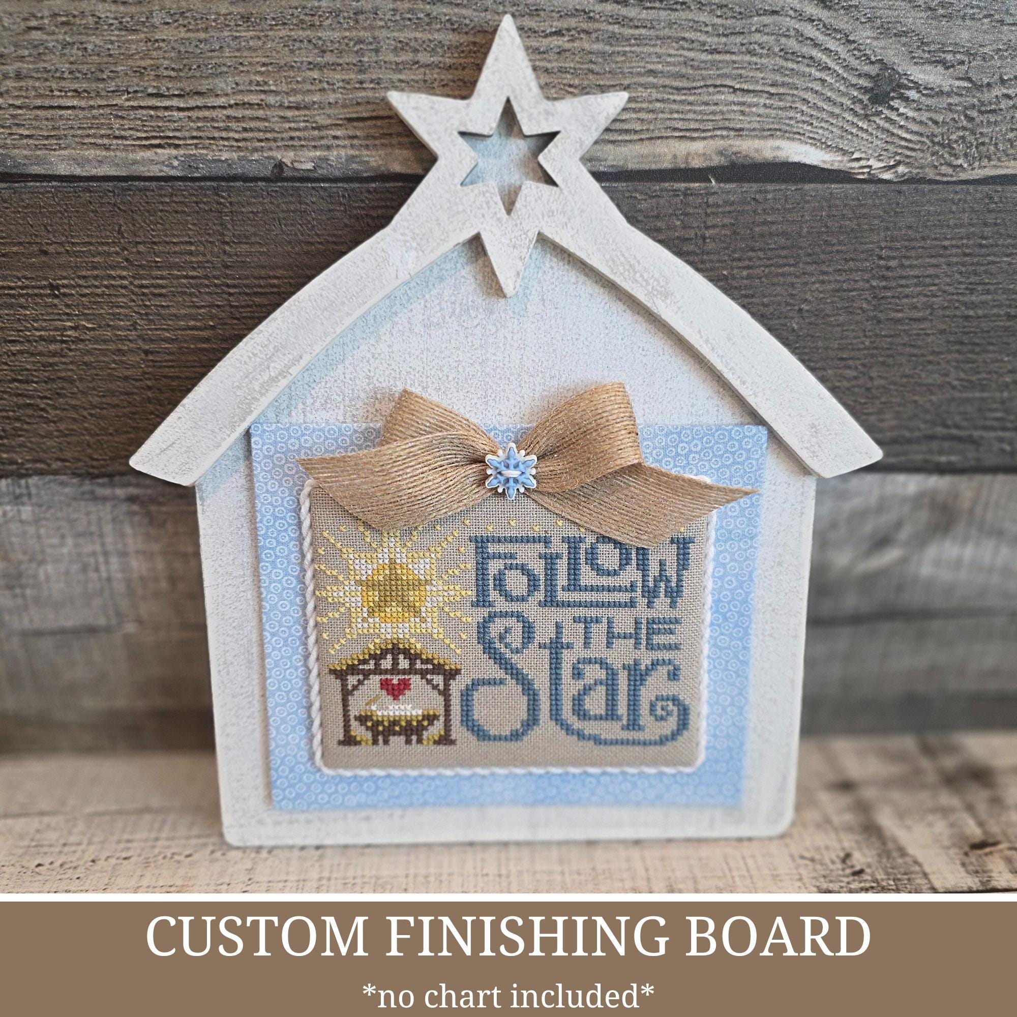 MANGER (Farmhouse White) - Cross Stitch Finishing Board, Wood Blank with Fabric Mat, Cross Stitch Backer, Wood Manger, Customizable Board