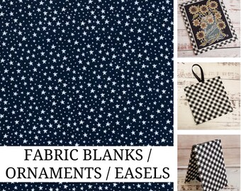 PATRIOTIC BLUE STARS, Fabric Blank, Ornament, Fabric Easel, Flatfold, Pick Your Cross Stitch Finishing Piece, Cross Stitch Finishing Item