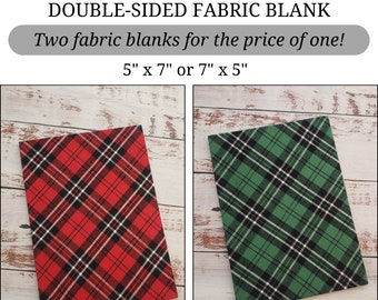 READY TO SHIP Fabric Blank, Cross Stitch Finishing, Cross Stitch Blank, Double Sided Fabric Blank, Red and Green Plaid Flip-Flop