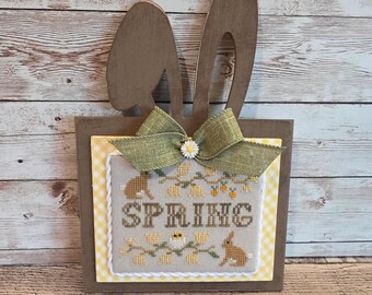 BUNNY BOARD (Rustic Brown) - Cross Stitch Finishing Board, Wood Blank with Fabric Mat, Cross Stitch Backer, Customizable Wood Board