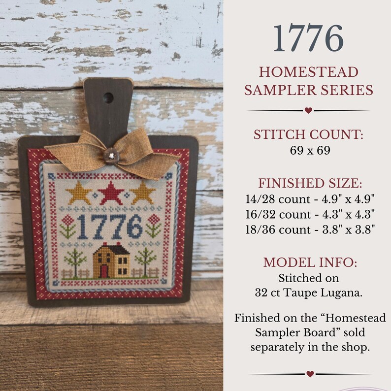 Homestead Sampler Series: 1776 by Starry Nights Studio, Cross Stitch ...