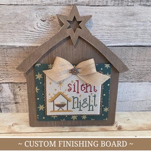 PESEBRE (Marrón Rústico) - Tabla de acabado para punto de cruz, madera en blanco con tapete de tela, base para punto de cruz, pesebre de madera, tabla personalizable