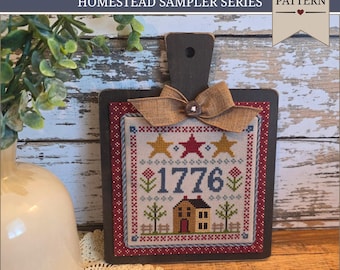 HomeSET Sampler Serie: 1776 von Starry Nights Studio, Kreuzstich PDF / Download Pattern, Vaterländischer Kreuzstich, Primitiver Kreuzstich