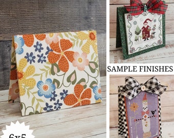 READY TO SHIP Premade Cross Stitch Finishing Piece, Cross Stitch Finishing, Fabric Easel, Flatfold, 6x5 Summer Blooms Fabric Easel