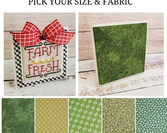 GREEN COLLECTION Tiered Tray Stand-Up with Fabric Mat, Cross Stitch Finishing Piece, Tiered Tray Decor, Pick Your Fabric