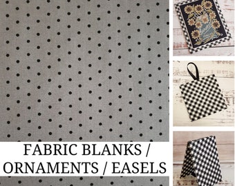 GREY BLACK DOTS, Fabric Blank, Ornament, Fabric Easel, Flatfold, Pick Your Cross Stitch Finishing Piece, Cross Stitch Finishing