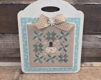 WINTER PADDLETTE (Farmhouse White) - Cross Stitch Finishing Board, Wood Blank with Fabric Mat, Cross Stitch Backer, Customizable Board