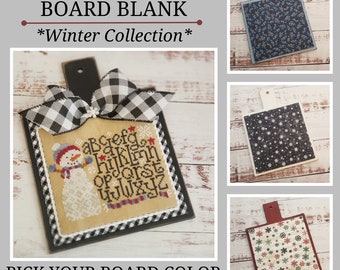PRIMITIVE FINISHING BOARD, 6x8 Premade Finishing Board with Fabric Mat, Cross Stitch Finishing, Premade Cross Stitch, Winter Collection