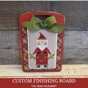 CHRISTMAS MINI BREADBOARD (Primitive Red) - Cross Stitch Finishing Board, Wood Blank with Fabric Mat, Cross Stitch Backer