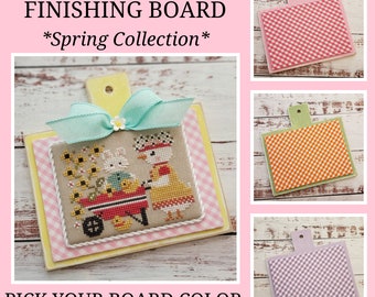 PRIM FINISHING BOARD, 6x6 Premade Finishing Board with Fabric Mat, Cross Stitch Finishing, Premade Cross Stitch Finish, Spring Collection