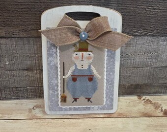 WINTER MINI BREADBOARD (Farmhouse White) - Cross Stitch Finishing Board, Wood Blank with Fabric Mat, Cross Stitch Backer, Customizable Board
