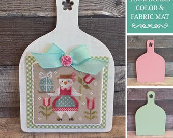 DAISY WILLOW PADDLE (Spring Green, Spring Pink or Farmhouse White) - Cross Stitch Finishing Board, Cross Stitch Backer, Customizable Board