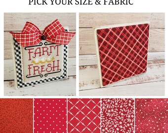 RED COLLECTION Tiered Tray Stand-Up with Fabric Mat, Cross Stitch Finishing Piece, Tiered Tray Decor, Pick Your Fabric