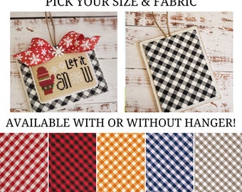 GINGHAM COLLECTION Wood Blank with Fabric Mat, Cross Stitch Finishing Piece, Cross Stitch Finishing, Pick Your Size and Finish