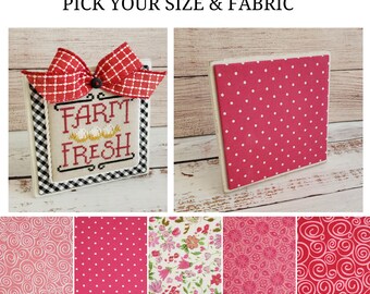PINK COLLECTION Tiered Tray Stand-Up with Fabric Mat, Cross Stitch Finishing Piece, Tiered Tray Decor, Pick Your Fabric