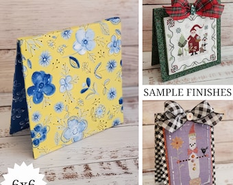 READY TO SHIP Premade Cross Stitch Finishing Piece, Cross Stitch Finishing, Fabric Easel, 6x6 Fabric Easel, Yellow and Blue Floral