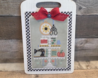 LARGE BREADBOARD (Farmhouse White) - Cross Stitch Finishing Board, Wood Blank with Fabric Mat, Cross Stitch Backer, Customizable Board