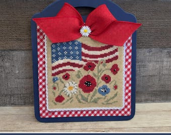 SUMMER PADDLETTE (Blue) - Cross Stitch Finishing Board, Wood Blank with Fabric Mat, Cross Stitch Backer, Custom Finishing Board