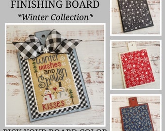 PRIM FINISHING BOARD, 5x7.5 Premade Finishing Board with Fabric Mat, Cross Stitch Finishing, Premade Cross Stitch Finish, Winter Collection