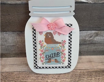 SMALL FARMHOUSE JAR (Farmhouse White) - Cross Stitch Finishing Board, Cross Stitch Finishing Piece, Cross Stitch Backer