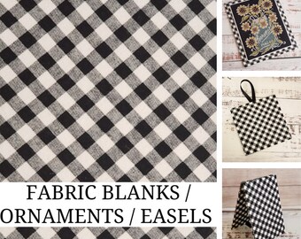 BLACK LARGE CHECK, Fabric Blank, Ornament, Fabric Easel, Flatfold, Pick Your Cross Stitch Finishing Piece, Cross Stitch Finishing