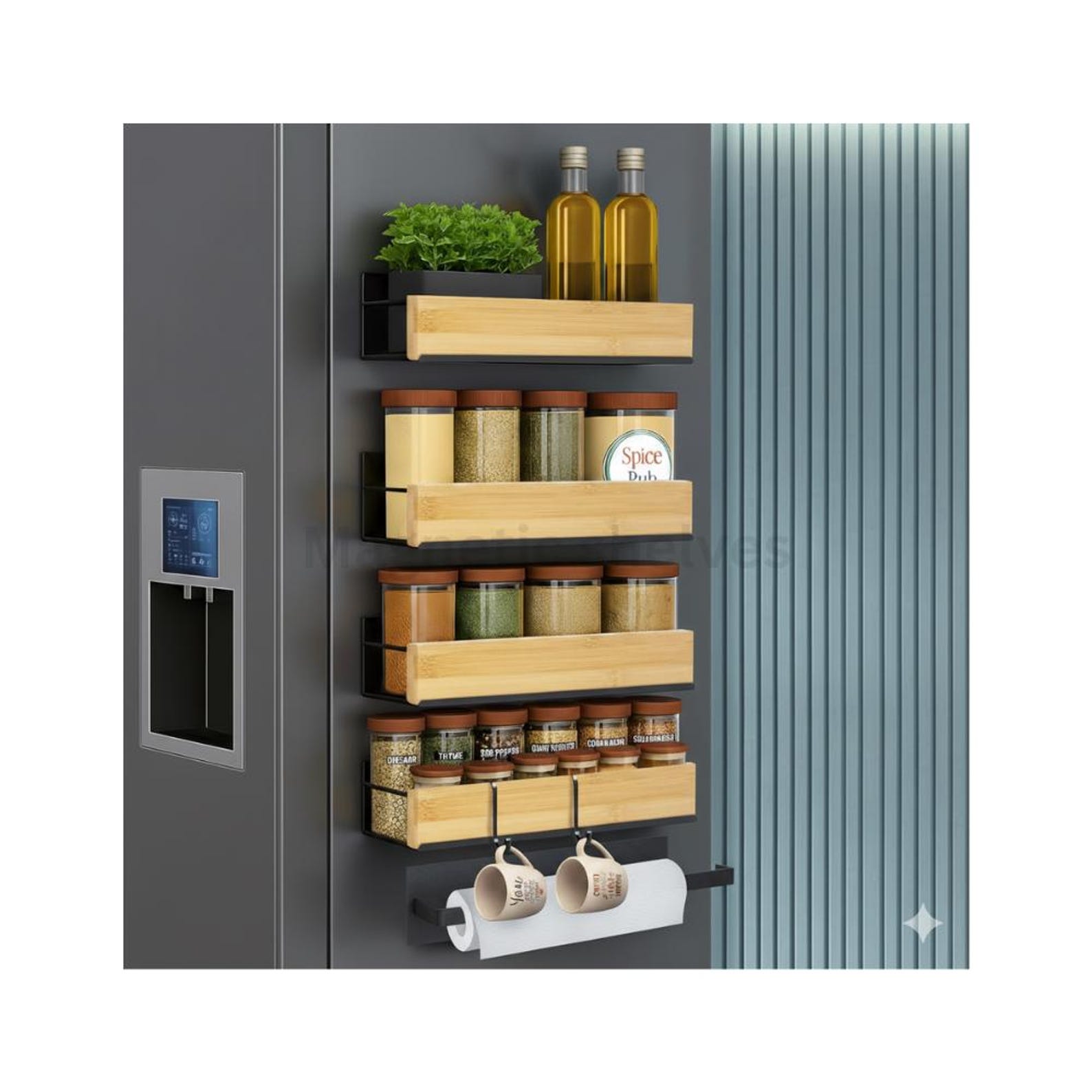 Spice Rack Hook Kitchen Magnetic Spice Rack With Hooks & Paper Towel Bar - Etsy