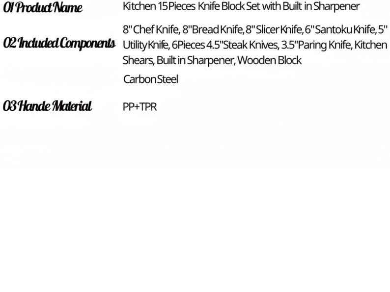 Ergonomic handled kitchen knife set