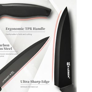 Carbon steel knife block set with built in sharpener