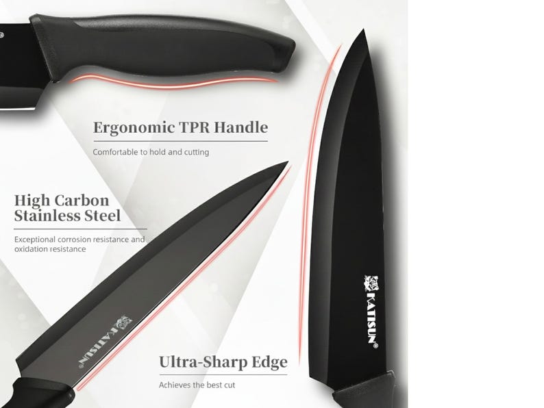 Carbon steel knife block set with built in sharpener
