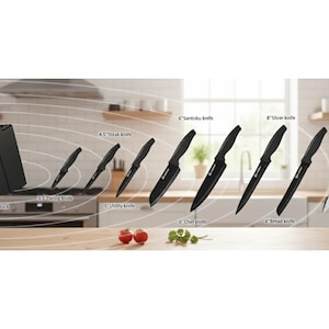 Non slip handle kitchen knife set