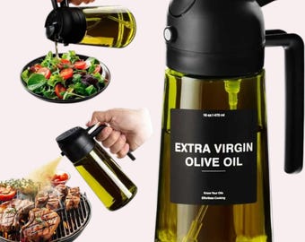 470ml Olive Oil Sprayer Bottle, 2-in-1 Oil Dispenser & Mister, Glass Cooking Spray for Kitchen