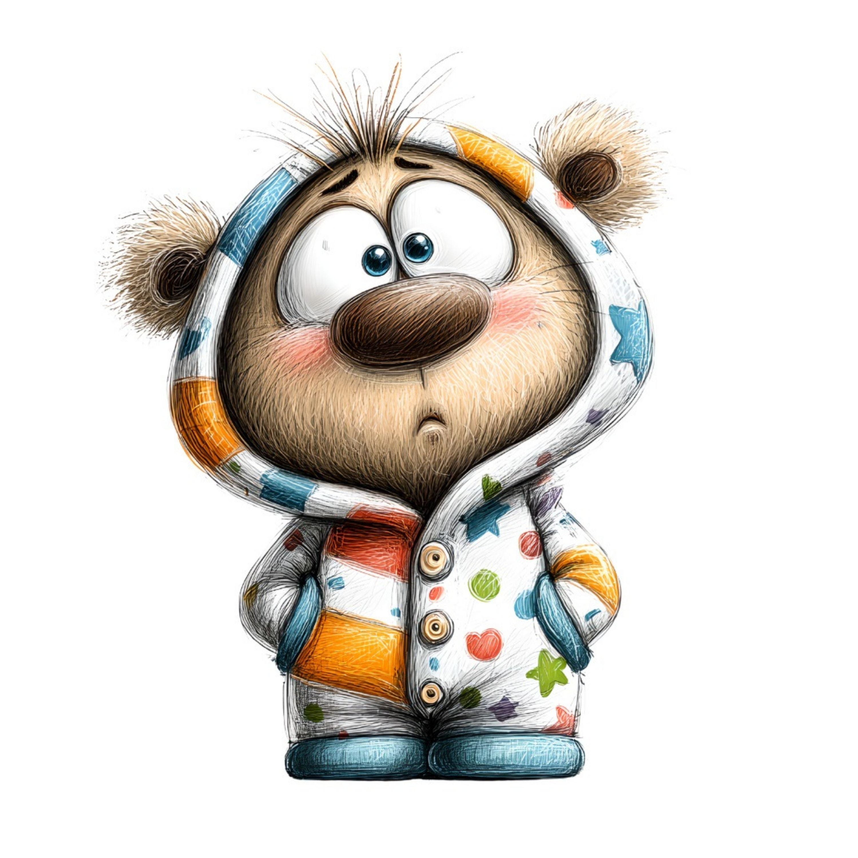 Animals in Pajamas Clipart, Bedtime Animal, Cozy Nursery Baby Pajama ...