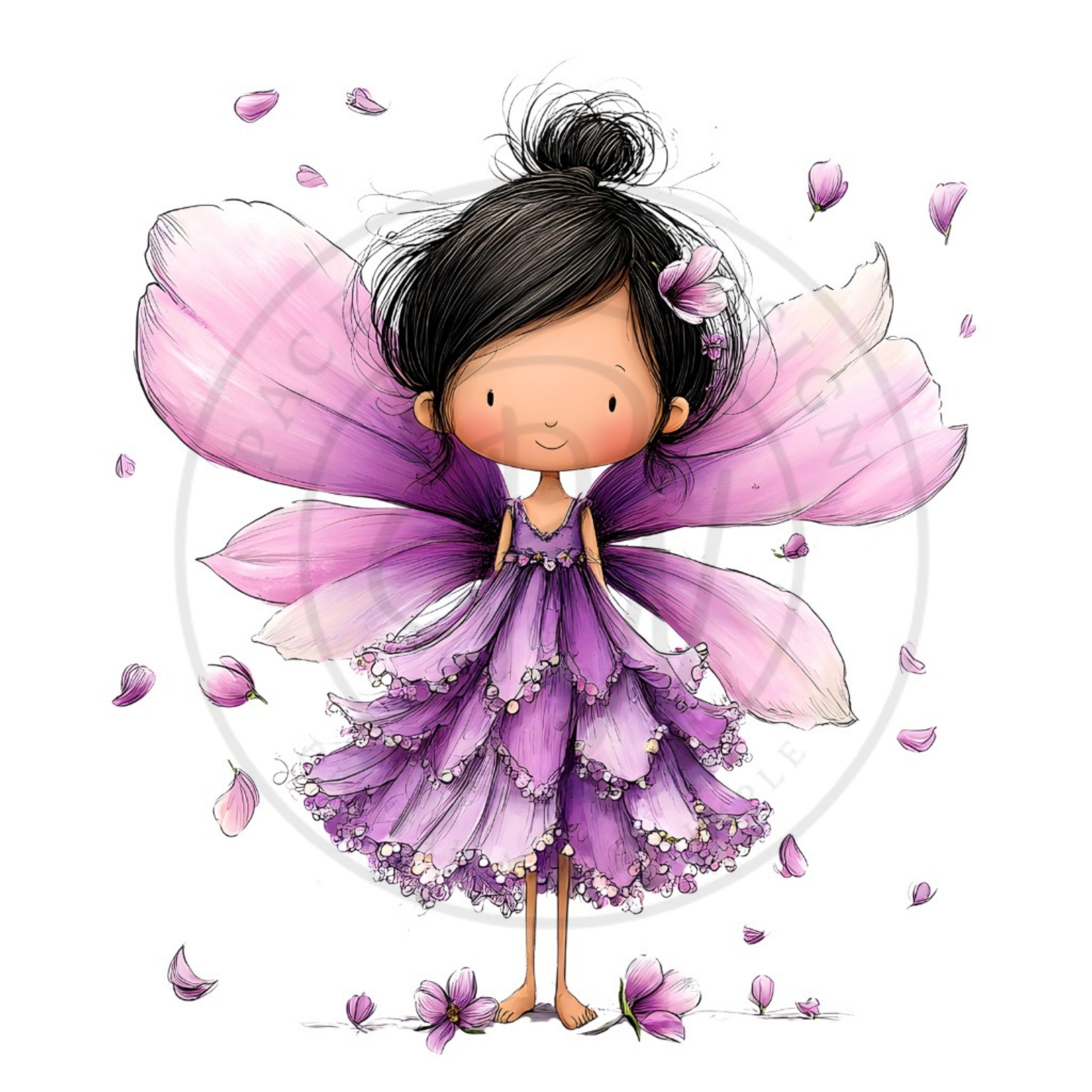 Whimsical Lavender Fairy Clipart - Cute Magical Fairy Art for Nursery ...