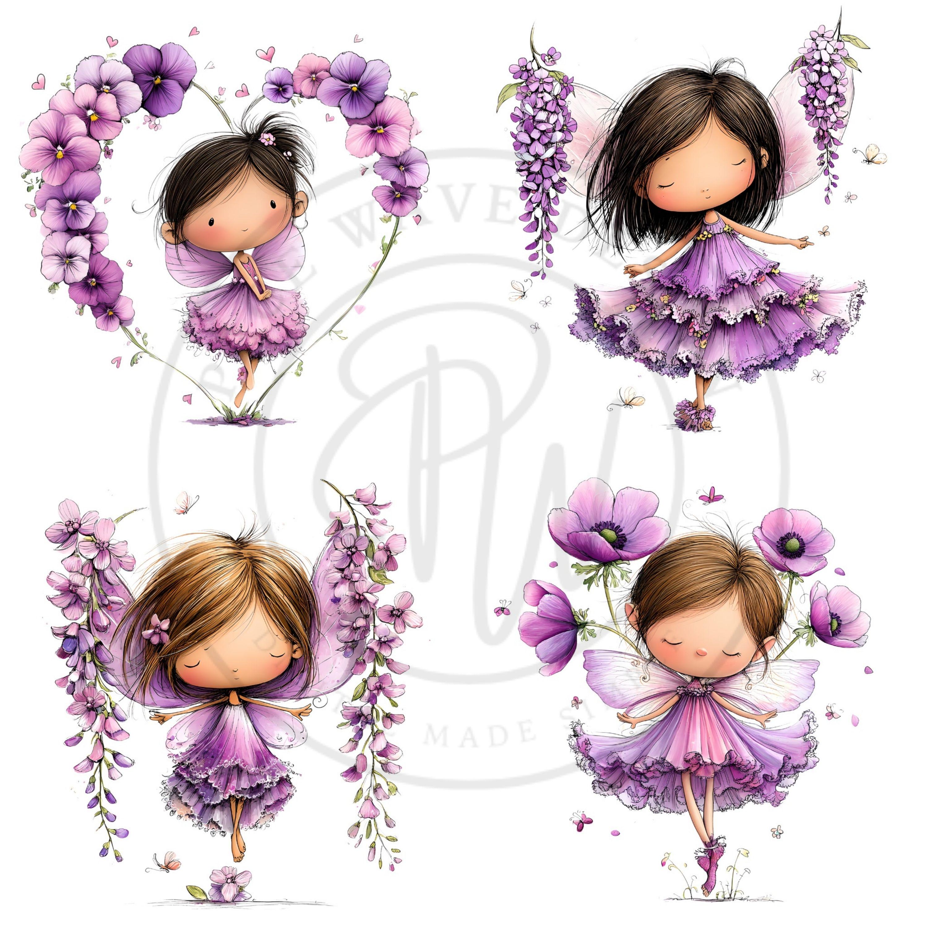 Whimsical Lavender Fairy Clipart - Cute Magical Fairy Art for Nursery ...
