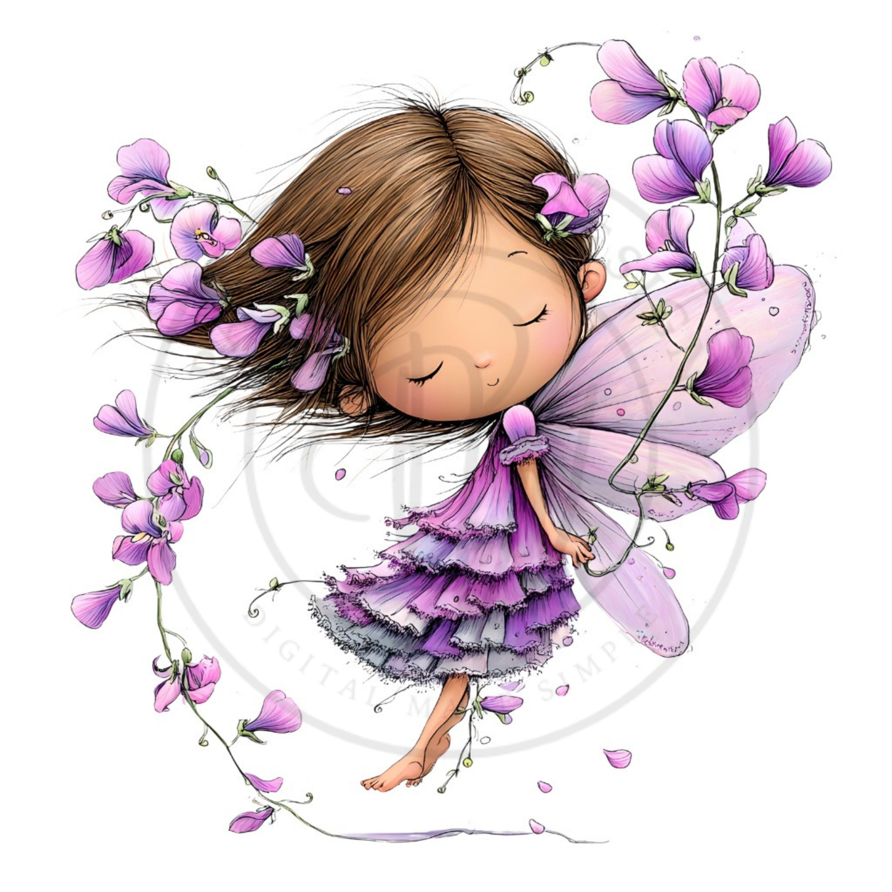 Whimsical Lavender Fairy Clipart - Cute Magical Fairy Art for Nursery ...
