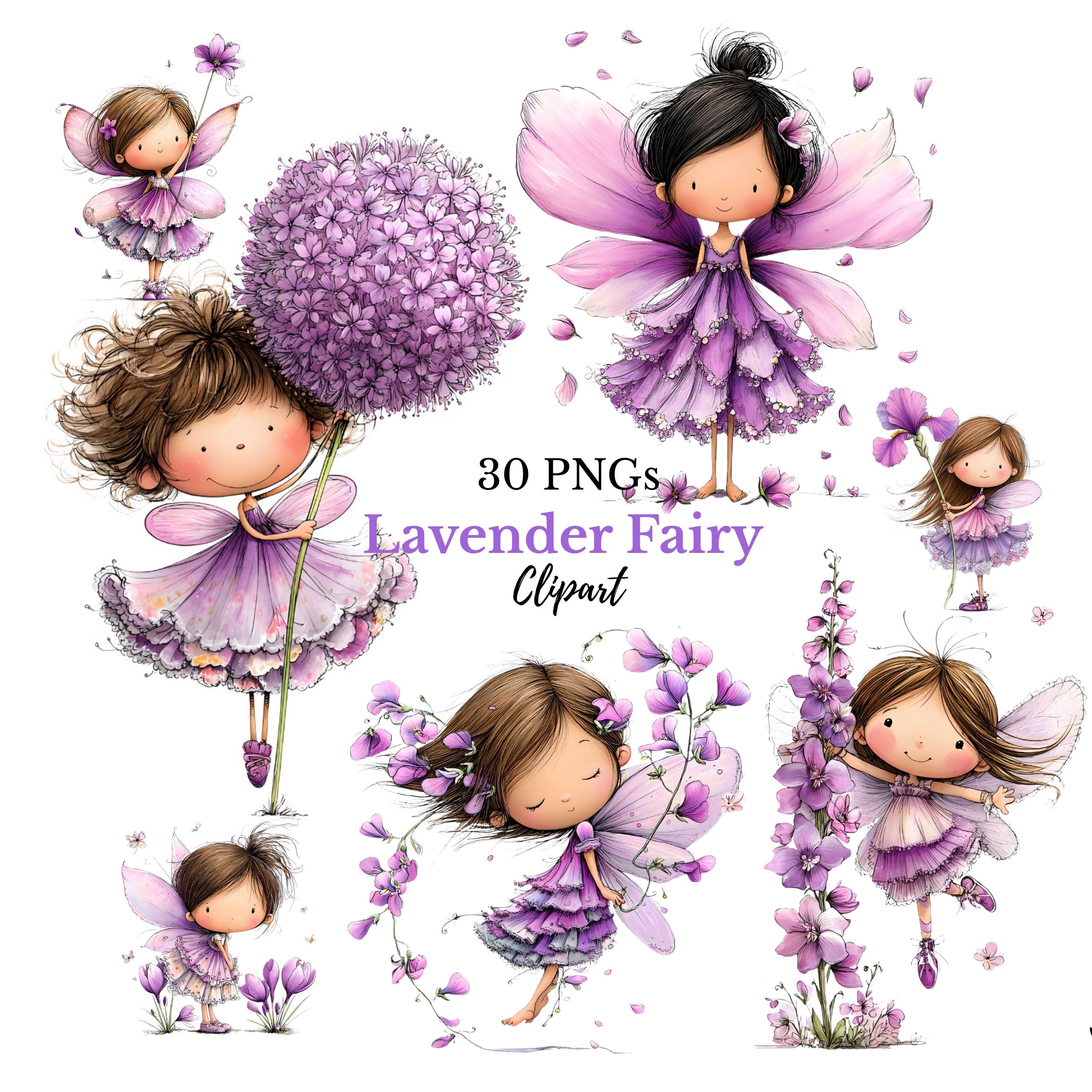 Whimsical Lavender Fairy Clipart - Cute Magical Fairy Art for Nursery ...