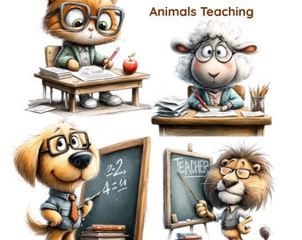 Imágenes prediseñadas de animales para la enseñanza, ilustración de un bosque en el aula, animales para la vuelta al cole, gráficos educativos (39 PNG)