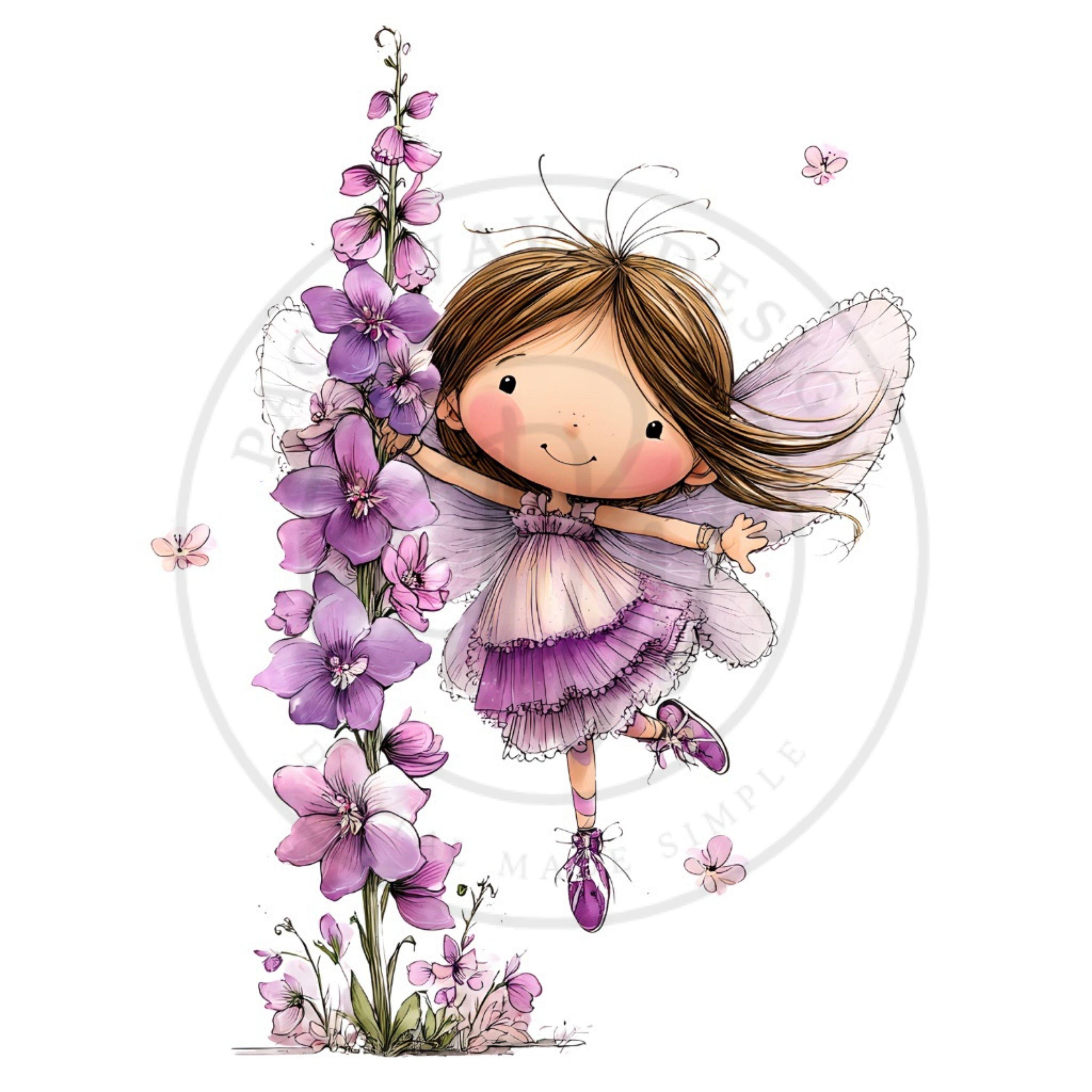 Whimsical Lavender Fairy Clipart - Cute Magical Fairy Art for Nursery ...